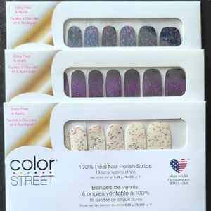 Color Street Nail Strips - Glitter Purple and Cream Confetti
